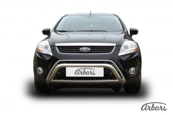 Защита переднего бампера Arbori (низкая с 1 перемычкой, нержавейка, d57 mm) Ford Kuga  1 (2008-2013)