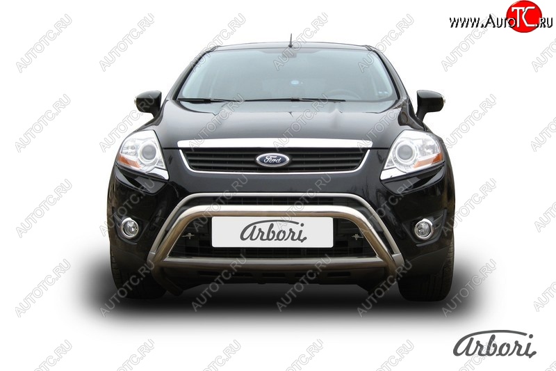 23 939 р. Защита переднего бампера Arbori (низкая с 1 перемычкой, нержавейка, d57 mm)  Ford Kuga  1 (2008-2013)  с доставкой в г. Воронеж