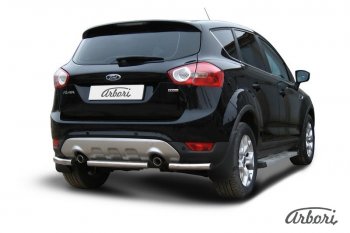6 389 р. Защита заднего бампера Arbori (уголки, нержавейка, 1 труба d57 mm).  Ford Kuga  1 (2008-2013)  с доставкой в г. Воронеж. Увеличить фотографию 2