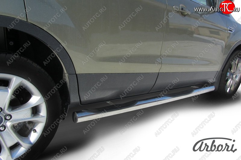 14 579 р. Защита штатных порогов Arbori (с проступью, черная, d76 mm).  Ford Kuga  2 (2013-2016) дорестайлинг  с доставкой в г. Воронеж