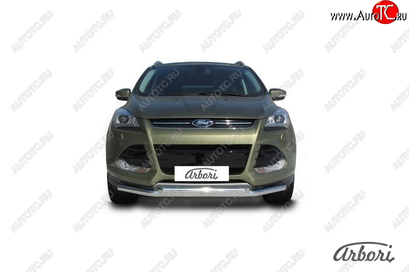 20 799 р. Защита переднего бампера Arbori (нержавейка, 2 трубы d57 и 57 mm)  Ford Kuga  2 (2013-2016) дорестайлинг  с доставкой в г. Воронеж