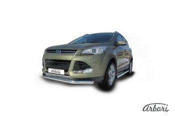 13 319 р. Защита переднего бампера Arbori (нержавейка, 1 труба d76 mm) Ford Kuga 2 дорестайлинг (2013-2016)  с доставкой в г. Воронеж. Увеличить фотографию 2