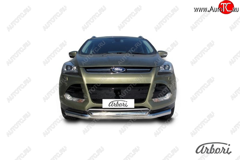 20 519 р. Защита переднего бампера Arbori (нержавейка, 2 трубы d76 и 57 mm) Ford Kuga 2 дорестайлинг (2013-2016)  с доставкой в г. Воронеж