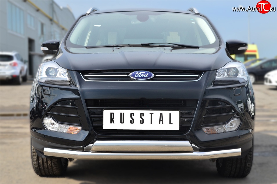 13 999 р. Защита переднего бампера (2 трубыØ75х42 и 63 мм, нержавейка) Russtal Ford Kuga 2 дорестайлинг (2013-2016)  с доставкой в г. Воронеж