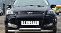 16 949 р. Защита переднего бампера (2 трубыØ76 мм, нержавейка) SLITKOFF  Ford Kuga  2 (2013-2016) дорестайлинг  с доставкой в г. Воронеж. Увеличить фотографию 1