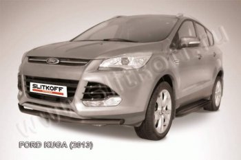 6 899 р. Защита переднего бампера Slitkoff (труба d57)  Ford Kuga  2 (2013-2016) дорестайлинг (Цвет: серебристый)  с доставкой в г. Воронеж. Увеличить фотографию 1