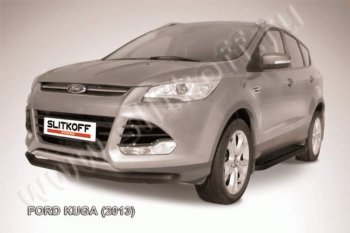 9 449 р. Защита переднего бампера Slitkoff (труба d76) Ford Kuga 2 дорестайлинг (2013-2016) (Цвет: серебристый)  с доставкой в г. Воронеж. Увеличить фотографию 1