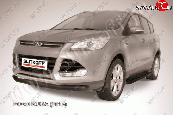 9 449 р. Защита переднего бампера Slitkoff (труба d76)  Ford Kuga  2 (2013-2016) дорестайлинг (Цвет: серебристый)  с доставкой в г. Воронеж