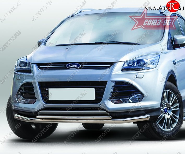 23 499 р. Защита переднего бампера двойная Souz-96 Premium (d60/42).  Ford Kuga  2 (2013-2016) дорестайлинг  с доставкой в г. Воронеж