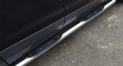 83 999 р. Защита порогов с пластиковыми вставками для ног из круглой трубы диаметром 76 мм Russtal Ford Kuga 2 дорестайлинг (2013-2016) (Защита порогов с со скосами на торцах (вариант 1))  с доставкой в г. Воронеж. Увеличить фотографию 5