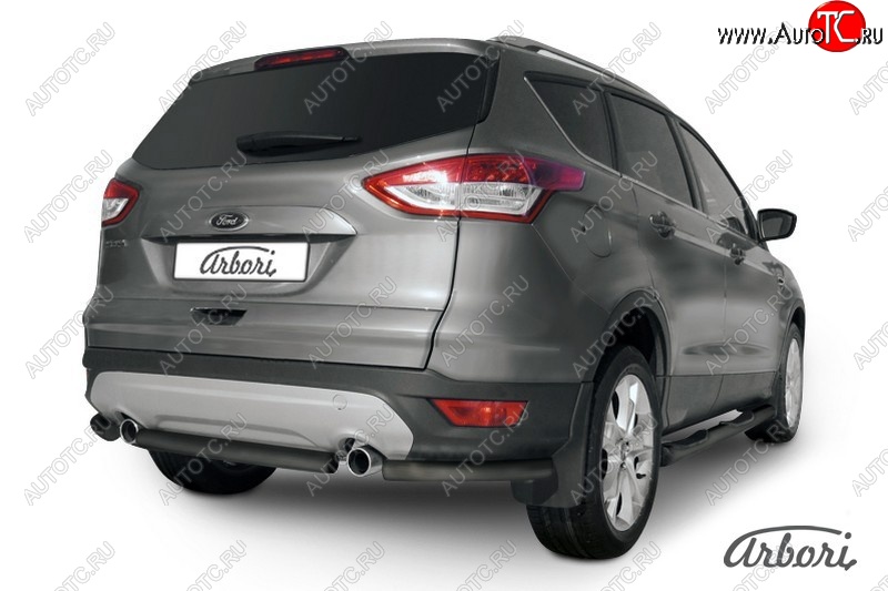 5 399 р. Защита заднего бампера Arbori (черная, 1 труба d57 mm). Ford Kuga 2 дорестайлинг (2013-2016)  с доставкой в г. Воронеж