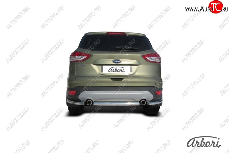 6 389 р. Защита заднего бампера Arbori (нержавейка, 1 труба d57 mm). Ford Kuga 2 дорестайлинг (2013-2016)  с доставкой в г. Воронеж