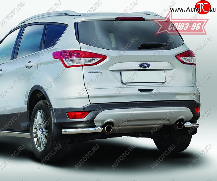 8 189 р. Защита заднего бампера из боковых уголков Souz-96 (d60)  Ford Kuga  2 (2013-2016) дорестайлинг  с доставкой в г. Воронеж