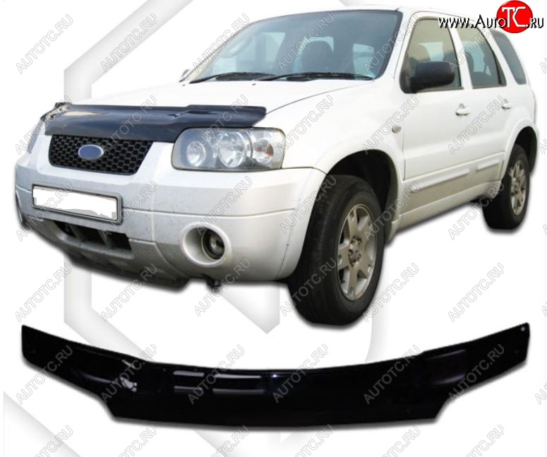 3 199 р. Дефлектор капота CA-Plastiс exclusive Ford Maverick TM1 дорестайлинг, 5 дв. (2000-2004) (Classic черный, Без надписи)  с доставкой в г. Воронеж