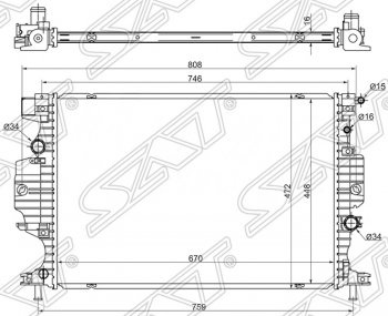 Радиатор двигателя SAT (пластинчатый, 1,5T/2,0T, МКПП/АКПП) Ford Galaxy CK,CD390 дорестайлинг (2014-2019)