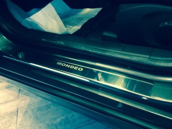 2 179 р. Накладки порожков салона INOX Ford Mondeo MK5,CD391 рестайлинг универсал (2018-2020) (Нержавеющая сталь)  с доставкой в г. Воронеж. Увеличить фотографию 3