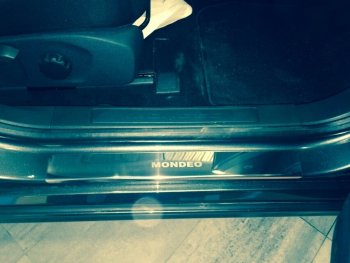 2 179 р. Накладки порожков салона INOX Ford Mondeo MK5,CD391 рестайлинг универсал (2018-2020) (Нержавеющая сталь)  с доставкой в г. Воронеж. Увеличить фотографию 4