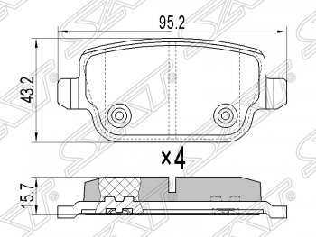 Колодки тормозные SAT (задние) Ford Mondeo Mk4,DG дорестайлинг, универсал (2007-2010)