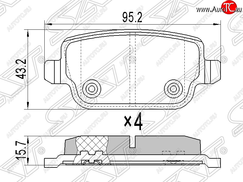639 р. Колодки тормозные SAT (задние) Ford Mondeo Mk4,DG рестайлинг, универсал (2010-2014)  с доставкой в г. Воронеж