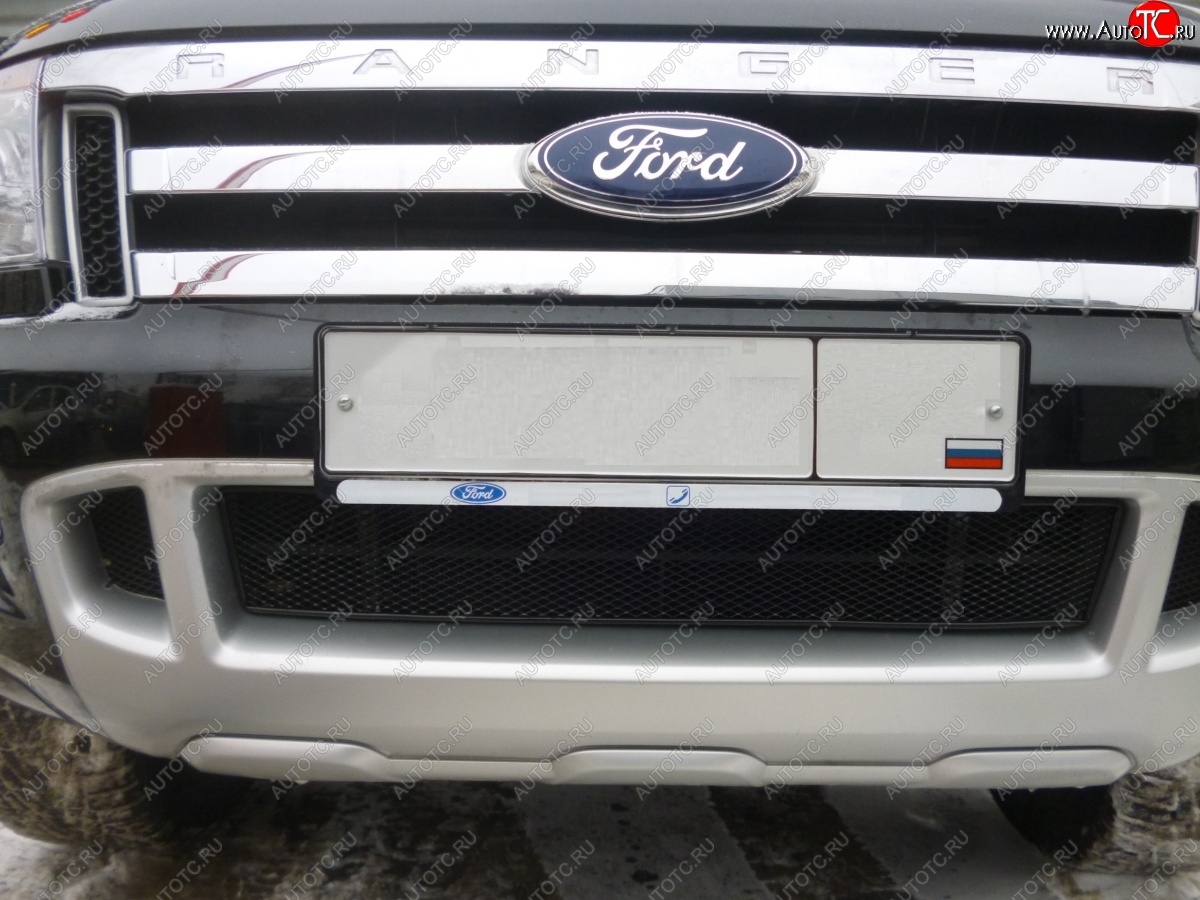 399 р. Сетка на бампер внешняя черн., 15 мм Ford Ranger DoubleCab дорестайлинг (2011-2016) (Черная)  с доставкой в г. Воронеж