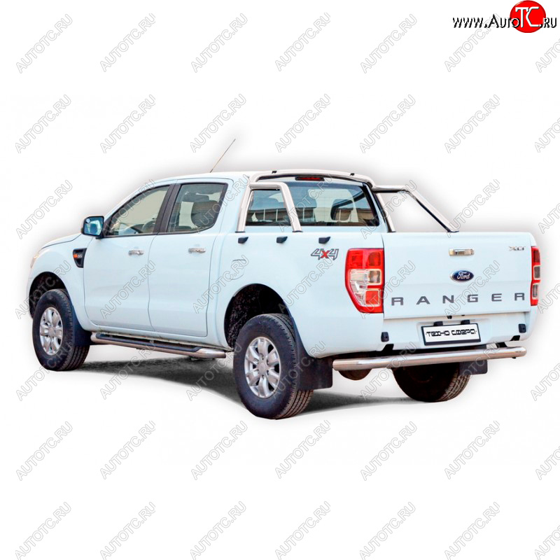 37 799 р. Защитная дуга багажника ТехноСфера (Техно Сфера) (Ø63,5 мм)  Ford Ranger ( DoubleCab,  RapCab) (2011-2016) дорестайлинг (Нержавейка)  с доставкой в г. Воронеж