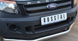 16 499 р. Одинарная защита переднего бампера диаметром 76 мм SLITKOFF Ford Ranger RapCab дорестайлинг (2011-2016)  с доставкой в г. Воронеж. Увеличить фотографию 2