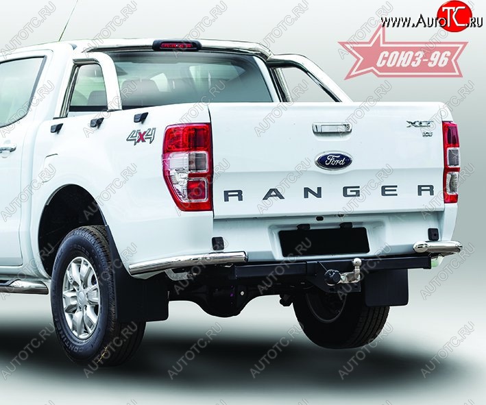 8 909 р. Защита заднего бампера из боковых уголков Souz-96 (d60) Ford Ranger RapCab дорестайлинг (2011-2016)  с доставкой в г. Воронеж