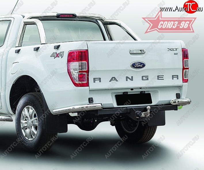 11 969 р. Защита заднего бампера из боковых уголков Souz-96 (d76) Ford Ranger DoubleCab дорестайлинг (2011-2016)  с доставкой в г. Воронеж