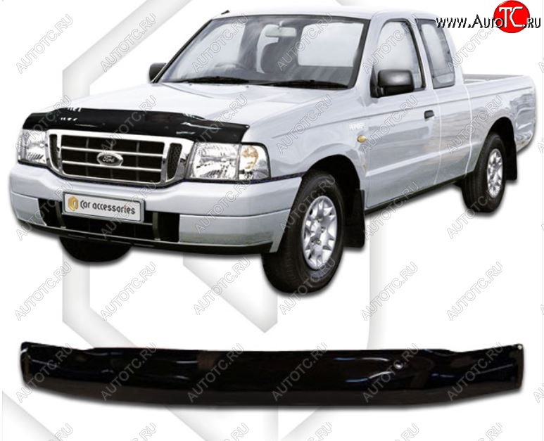 1 999 р. Дефлектор капота CA-Plastic  Ford Ranger (2003-2007) рестайлинг (Classic черный, Без надписи)  с доставкой в г. Воронеж
