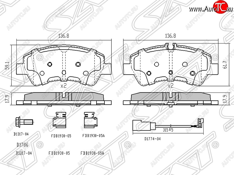 1 449 р. Колодки тормозные SAT (задние) Ford Transit цельнометаллический фургон (2014-2022)  с доставкой в г. Воронеж