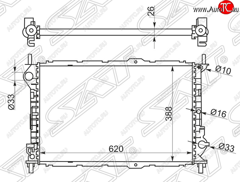 7 949 р. Радиатор двигателя SAT (пластинчатый, МКПП, без кондиционера) Ford Transit цельнометаллический фургон дорестайлинг (2000-2006)  с доставкой в г. Воронеж