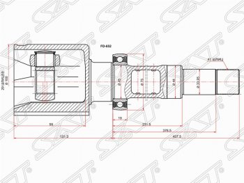 7 299 р. Правый шрус внутренний SAT (шлицы 29/41, сальник 44 мм, 2.2 TDCi 85PS) Ford Transit цельнометаллический фургон (2006-2014)  с доставкой в г. Воронеж. Увеличить фотографию 1