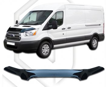 2 899 р. Дефлектор капота CA-Plastiс exclusive Ford Transit цельнометаллический фургон (2014-2022) (серия Classic черный, Без надписи)  с доставкой в г. Воронеж. Увеличить фотографию 2