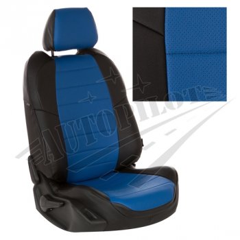8 549 р. Чехлы на сиденья Экокожа (3 места экокожа) Автопилот  Ford Transit ( 4) (2014-2025) цельнометаллический фургон,  рестайлинг (черный/синий)  с доставкой в г. Воронеж. Увеличить фотографию 2