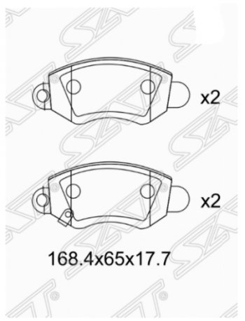 1 299 р. Комплект передних тормозных колодок SAT Ford Transit цельнометаллический фургон дорестайлинг (2000-2006)  с доставкой в г. Воронеж. Увеличить фотографию 1