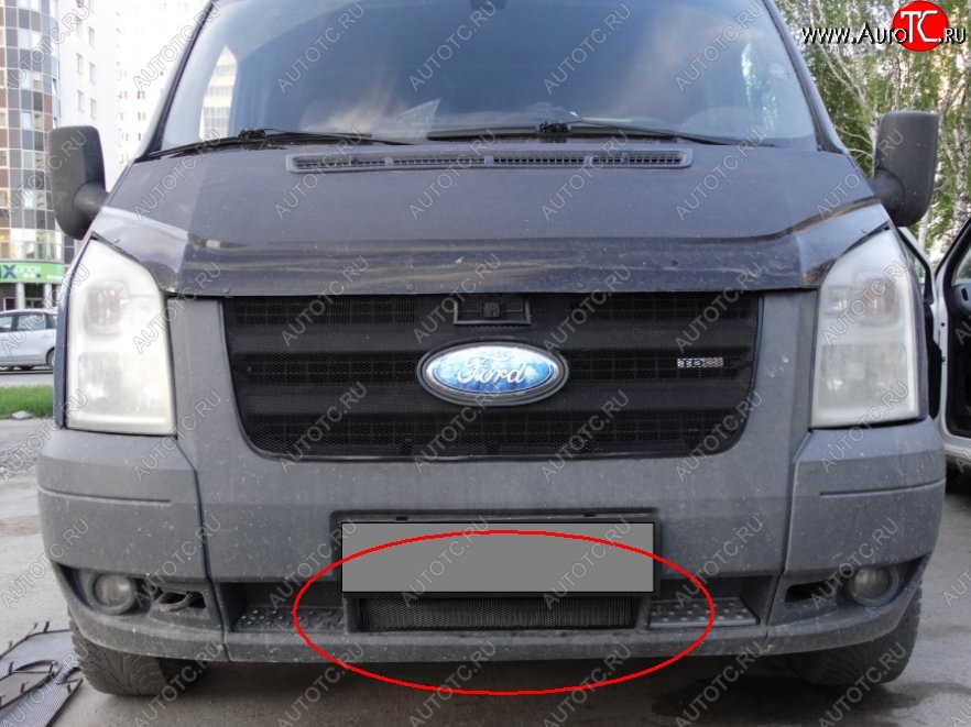 1 469 р. Нижняя защитная сетка на бампер (рестайлинг) Russtal (черная) Ford Transit цельнометаллический фургон (2006-2014)  с доставкой в г. Воронеж