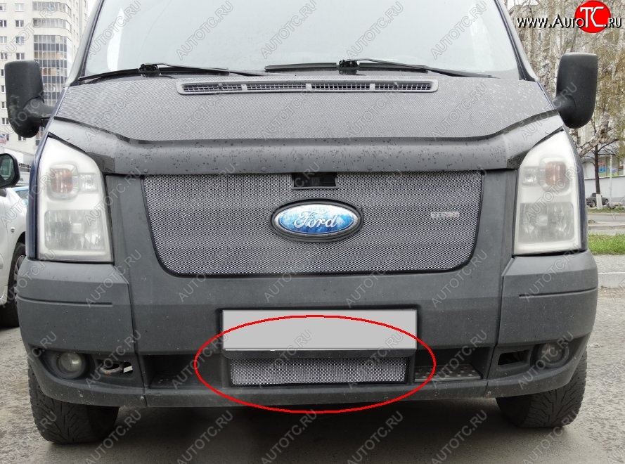 1 539 р. Нижняя защитная сетка на бампер (рестайлинг) Russtal (хром) Ford Transit цельнометаллический фургон (2006-2014)  с доставкой в г. Воронеж