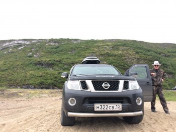 13 499 р. Защита переднего бампера Slitkoff (Ø76)  Nissan Pathfinder  R51 (2009-2014) рестайлинг (Нержавейка, Полированная)  с доставкой в г. Воронеж. Увеличить фотографию 3