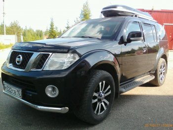 1 999 р. Дефлектор капота CA-Plastiс  Nissan Pathfinder  R51 (2009-2014) рестайлинг (Classic черный, Без надписи)  с доставкой в г. Воронеж. Увеличить фотографию 2