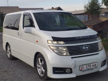 1 899 р. Дефлектор капота CA-Plastic Nissan Elgrand 2 рестайлинг (2004-2010) (серия Classic черный, Без надписи)  с доставкой в г. Воронеж. Увеличить фотографию 2