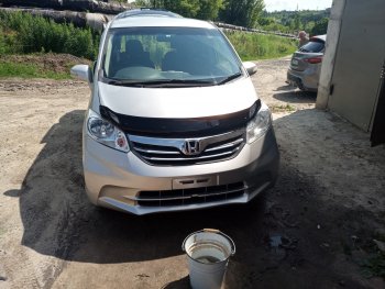 1 899 р. Дефлектор капота (GB3) CA-Plastic  Honda Freed  GB3,GB4 (2008-2011) минивэн дорестайлинг (Classic черный, Без надписи)  с доставкой в г. Воронеж. Увеличить фотографию 2