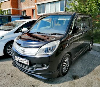 2 479 р. Дефлектор капота CA-Plastiс  Suzuki Solio (2010-2015) дорестайлинг, рестайлинг (Шелкография черная)  с доставкой в г. Воронеж. Увеличить фотографию 4