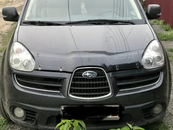2 299 р. Дефлектор капота CA-Plastiс  Subaru Tribeca (2005-2007) (Шелкография черная)  с доставкой в г. Воронеж. Увеличить фотографию 3