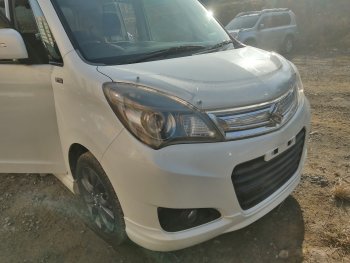 2 479 р. Дефлектор капота CA-Plastiс  Suzuki Solio (2010-2015) дорестайлинг, рестайлинг (Шелкография серебро)  с доставкой в г. Воронеж. Увеличить фотографию 3