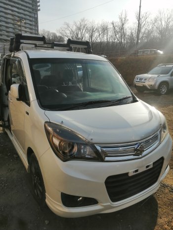 2 479 р. Дефлектор капота CA-Plastiс  Suzuki Solio (2010-2015) дорестайлинг, рестайлинг (Шелкография серебро)  с доставкой в г. Воронеж. Увеличить фотографию 4