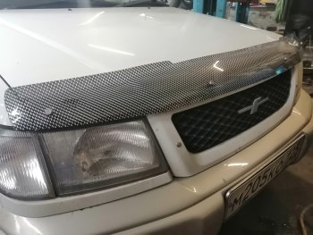 2 399 р. Дефлектор капота CA-Plastiс  Subaru Forester  SF (1997-2000) дорестайлинг (Шелкография карбон-серебро)  с доставкой в г. Воронеж. Увеличить фотографию 2