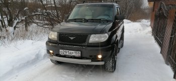 61 999 р. Двойная защита переднего бампера d63.5 мм Металл Дизайн Уаз Патриот 3163 5 дв. дорестайлинг (2005-2013) (Сталь с покрытием, цвет серебристый)  с доставкой в г. Воронеж. Увеличить фотографию 2