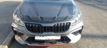 2 199 р. Дефлектор капота CA-Plastiс  KIA Rio  4 FB (2016-2025) дорестайлинг седан, рестайлинг седан (Серия Art черная)  с доставкой в г. Воронеж. Увеличить фотографию 3
