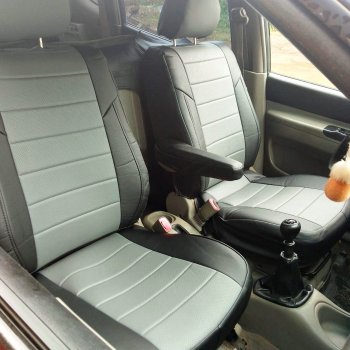 8 399 р. Чехлы сидений (экокожа) Автопилот Chevrolet Rezzo (2000-2008) (черный/серый)  с доставкой в г. Воронеж. Увеличить фотографию 6