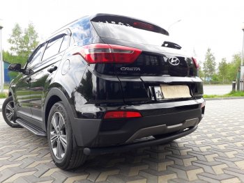 7 199 р. Защита заднего бампера из трубы d57 Slitkoff (радиусная) Hyundai Creta GS дорестайлинг (2015-2019) (Цвет: серебристый)  с доставкой в г. Воронеж. Увеличить фотографию 3